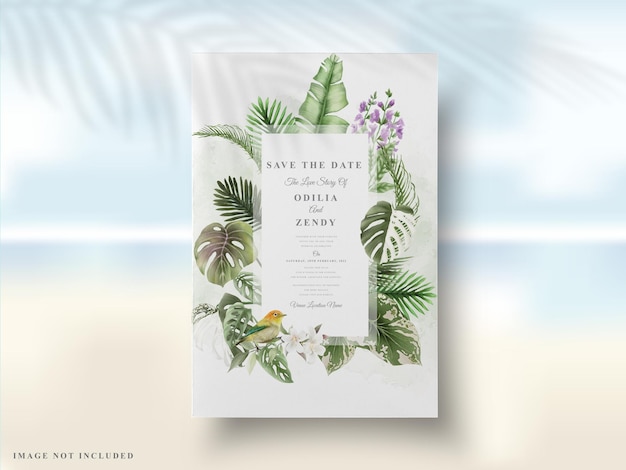 Vector wedding invitation card floral summer