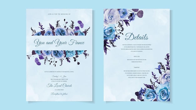Wedding invitation card frame flowers set Save the date RSVP thanks