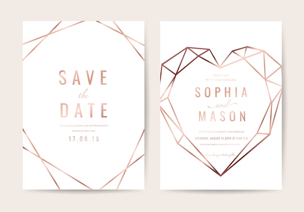 Vector wedding invitation card in geometric style