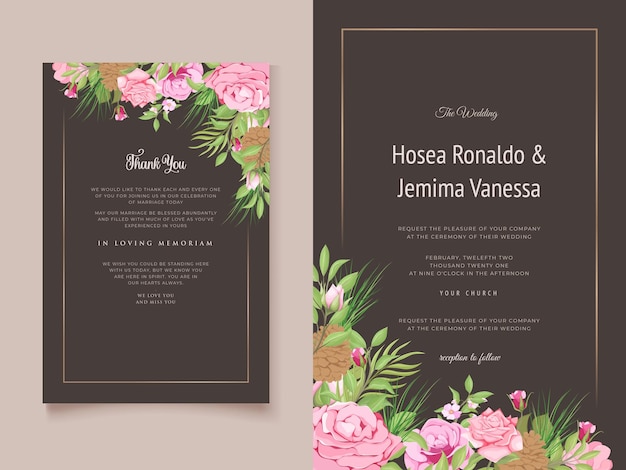 Wedding invitation card lily flower design