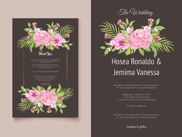 Wedding invitation card lily flower design