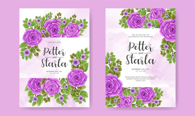 Wedding invitation card set with beautiful flower