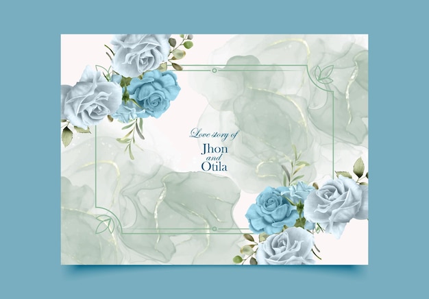 wedding invitation card set with a beautiful flowers design eps vector design