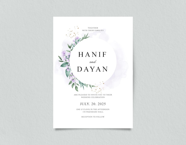 Wedding invitation card set with beautiful watercolor floral