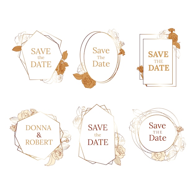 Vector wedding invitation card set