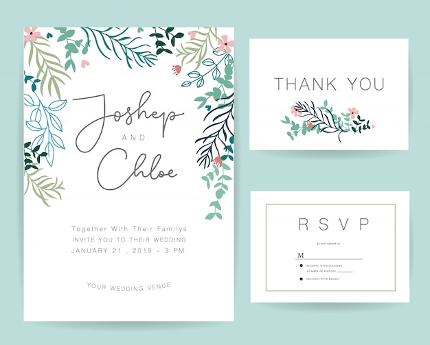 Vector wedding invitation card set