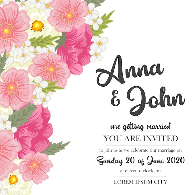 Wedding invitation card suite with flower templates.vector illustration