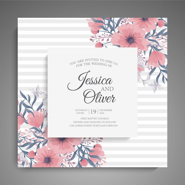 Wedding invitation card suite with flower templates.