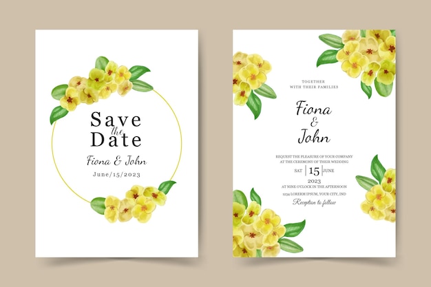 wedding invitation card template. beautiful flower background.