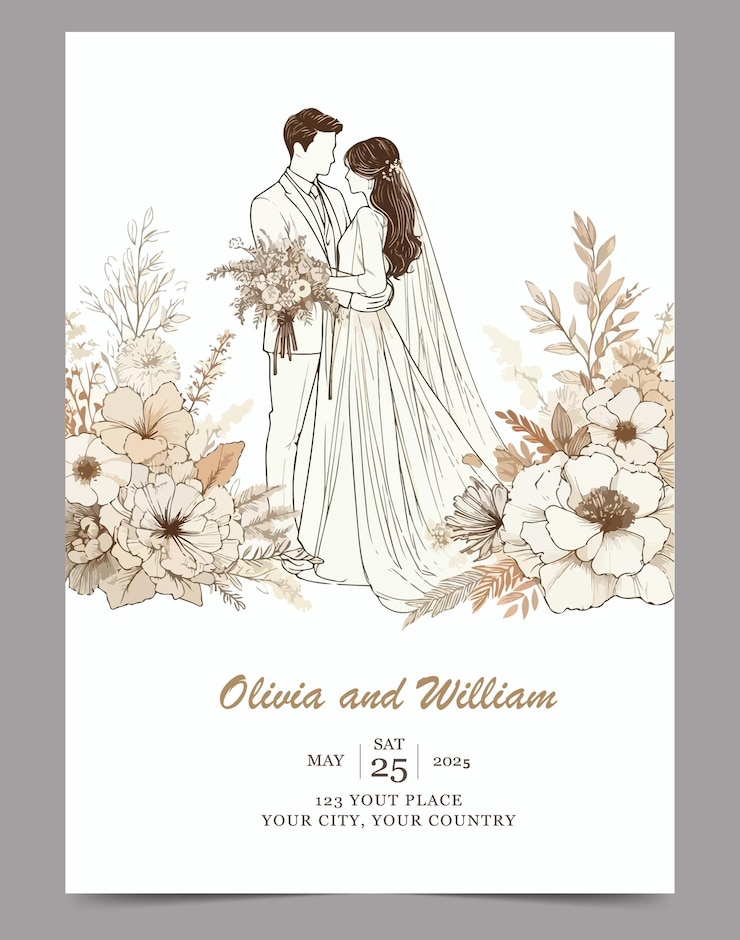 Vector 結婚式の招待カードのテンプレート フラットデザイン