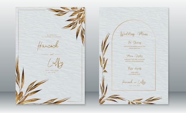 Wedding invitation card template luxury golden design