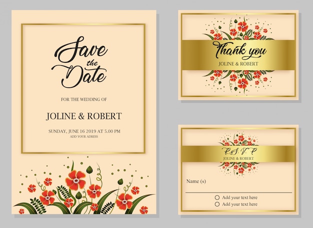 Wedding invitation card template. Save the date