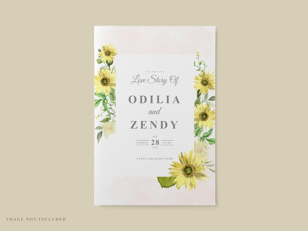 Wedding invitation card template sunflower theme