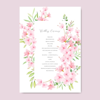 Modello di carta di invito a nozze con disegno floreale cherry blossom
