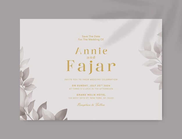 ベクトル 花の水彩のプレミアムベクトルの結婚式招待カードテンプレート