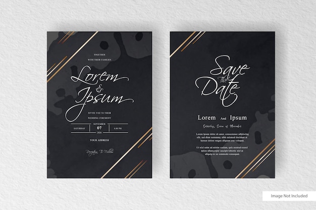 Vector wedding invitation card template with hand drawn painted abstract