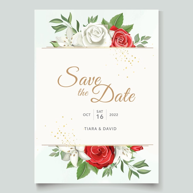 wedding invitation card template with roses