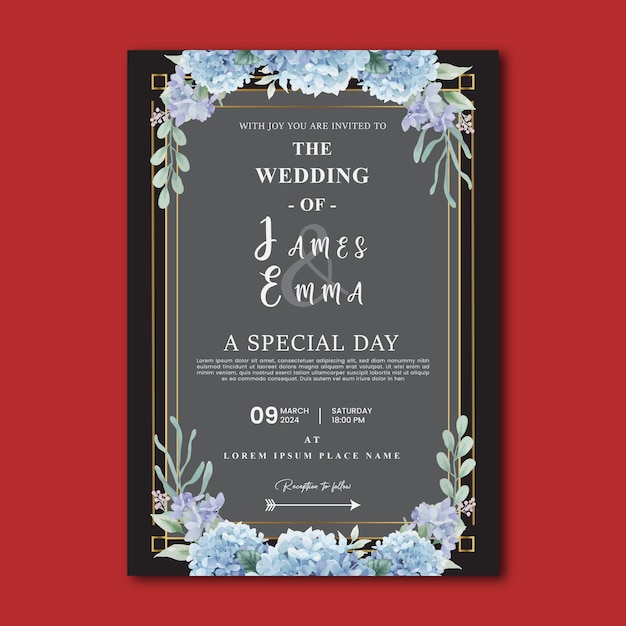 Wedding Invitation Card Vector Template