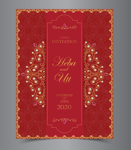wedding or invitation card vintage style with crystals abstract pattern background vector eps10