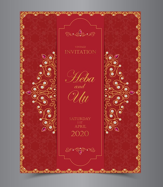 Wedding or invitation card vintage style with crystals abstract pattern background vector eps10