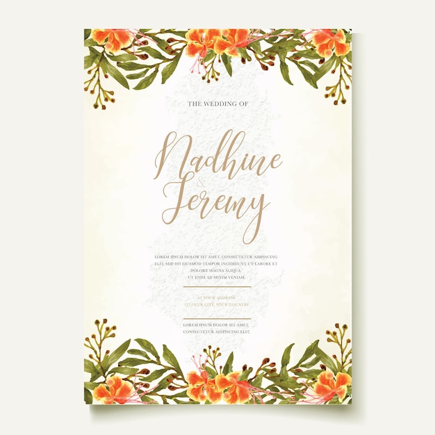 wedding invitation card watercolor vector