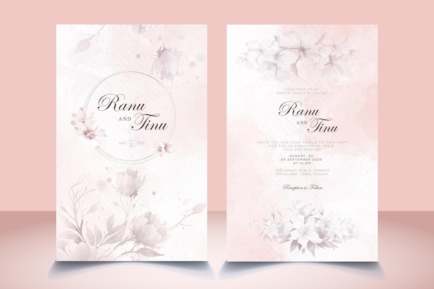 Wedding invitation card with beautiful blooming floral