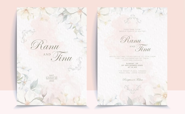 Wedding invitation card with beautiful blooming floral