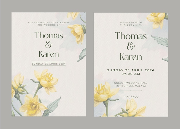 Vector wedding invitation card with beautiful blooming flower background