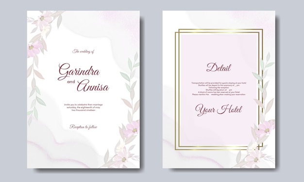 아름 다운 꽃과 잎으로 결혼식 초대 카드