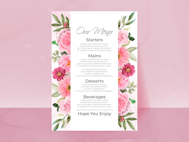 Vector wedding invitation card with beautiful flowers and leaves