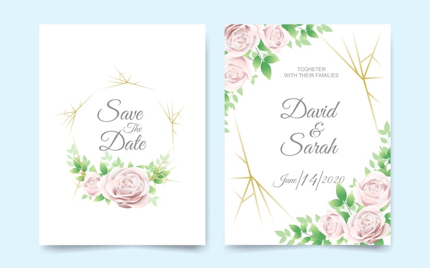 Wedding invitation card with beautiful flowers