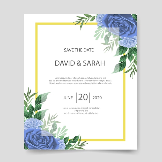 아름다운 꽃 결혼식 초대 카드.