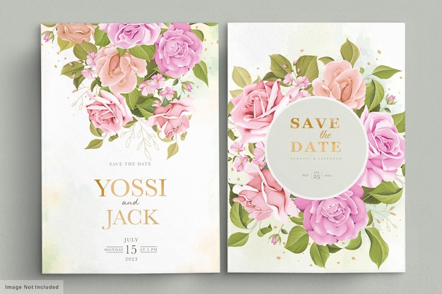 美しい花の結婚式の招待カード