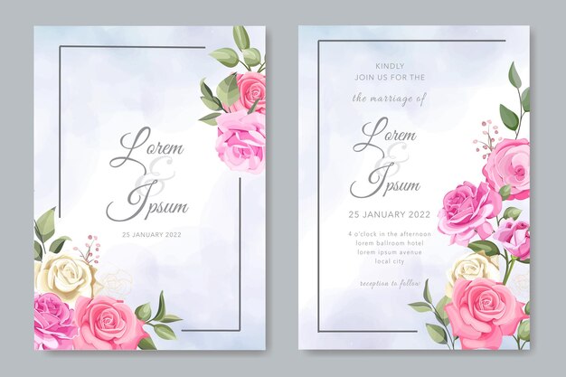 아름 다운 장미 템플릿 결혼식 초대 카드