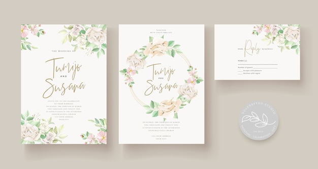 Wedding invitation card with beautiful roses