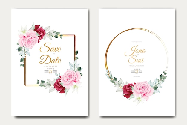 꽃 잎 수채화 결혼식 초대 카드