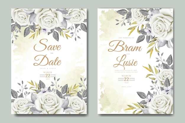 꽃 잎 수채화 결혼식 초대 카드