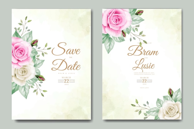 花の葉の水彩画の結婚式の招待状