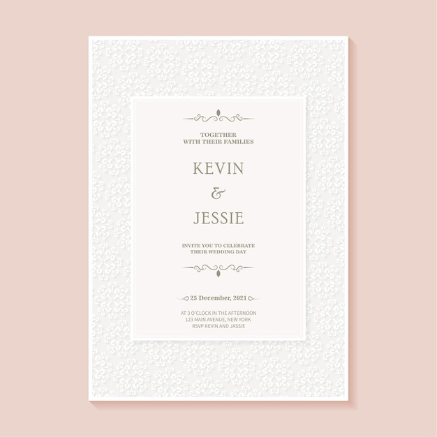 Wedding invitation card with floral pattern