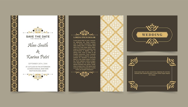 Vector wedding invitation card with floral pattern