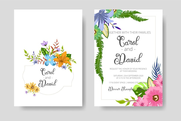 Wedding Invitation Card with Floral Template with green leaf concept. Create your Wedding Invitation Card with Floral Decoration