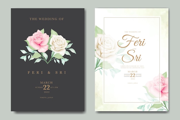 wedding invitation card with floral watercolor