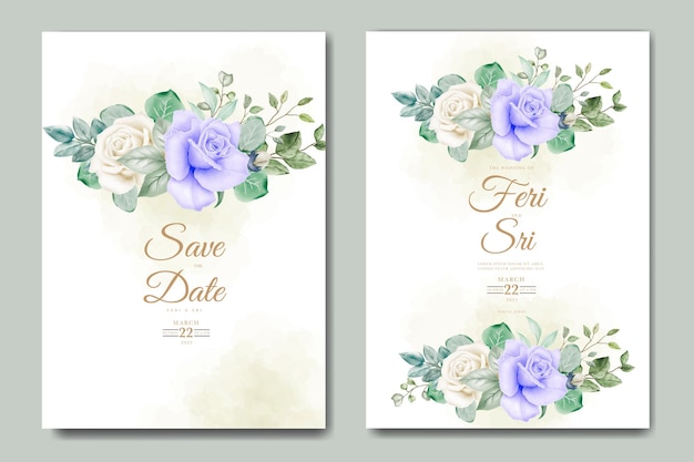 wedding invitation card with floral watercolor