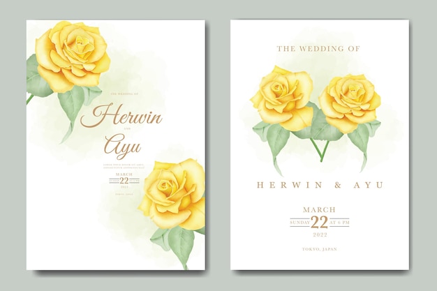 wedding invitation card with floral watercolor