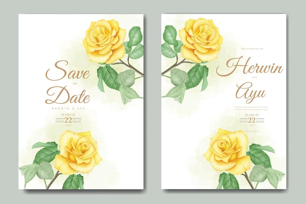 wedding invitation card with floral watercolor