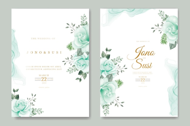 Vector wedding invitation card with floral watercolor