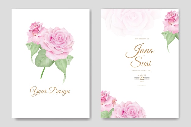 Wedding invitation card with floral watercolor