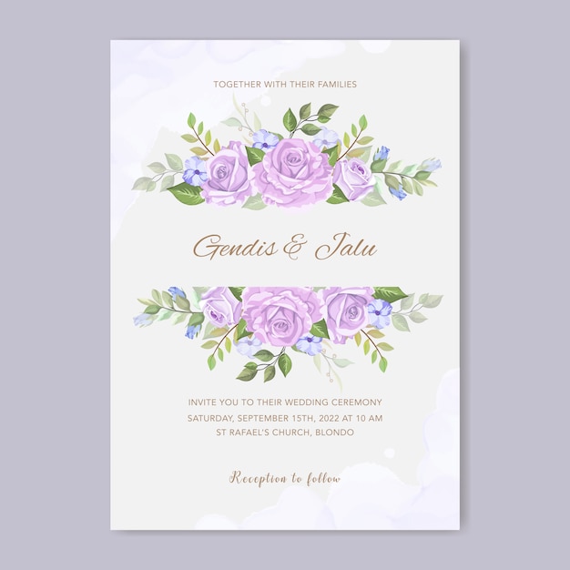 wedding invitation card with floral 