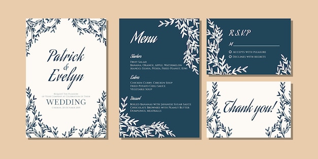 Vector wedding invitation card with floral