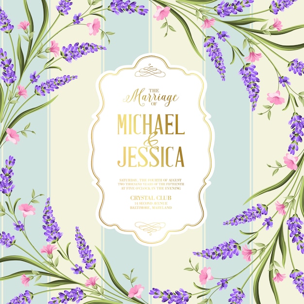 Wedding invitation card with flowers